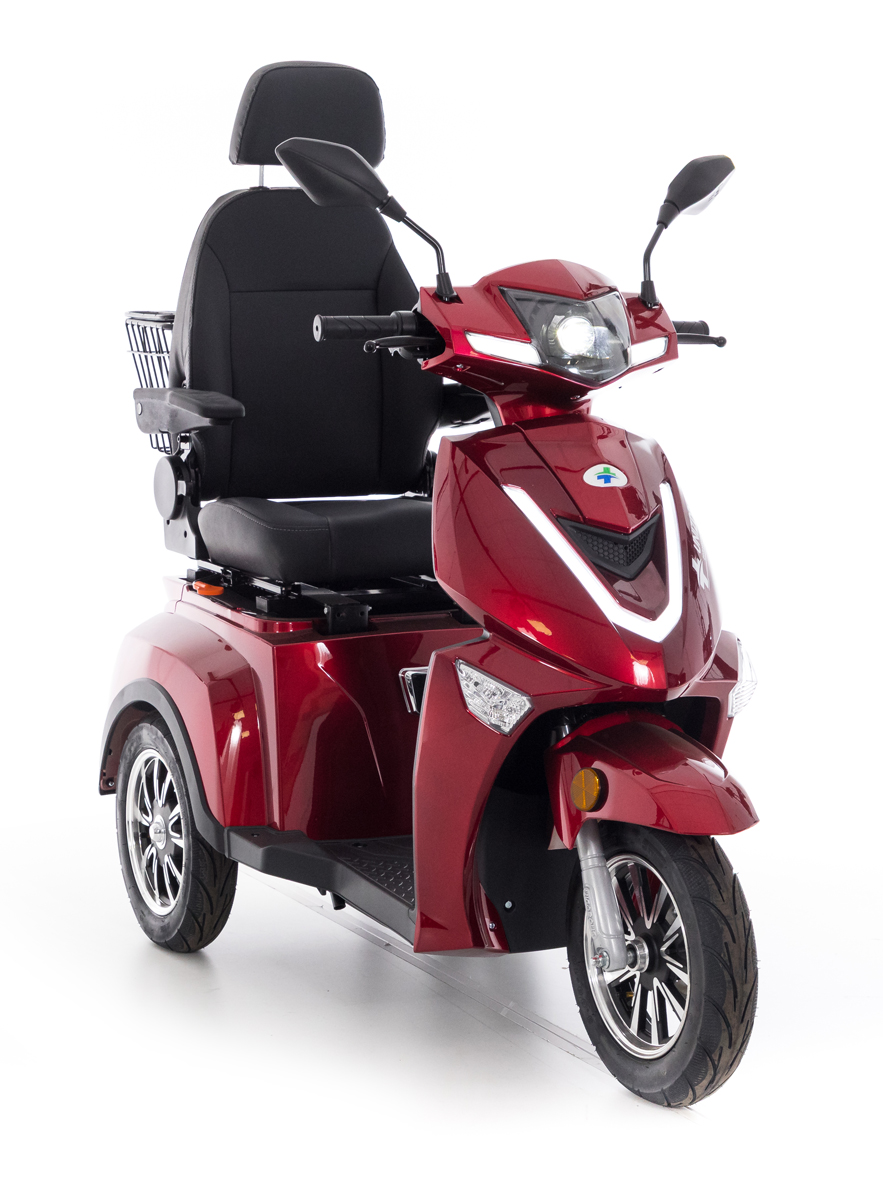 Scuter electric cu trei roți CHAMPION pentru seniori - motor puternic de 1000 W, roșu