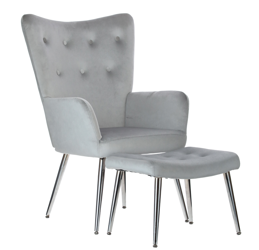 Fotoliu de relaxare cu taburet Silver Luxury