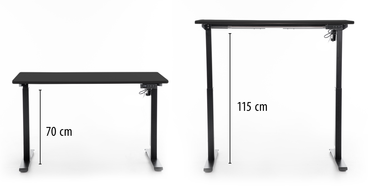 Birou reglabil pe înălțime UNIZDRAV 120x60 cm, neagru