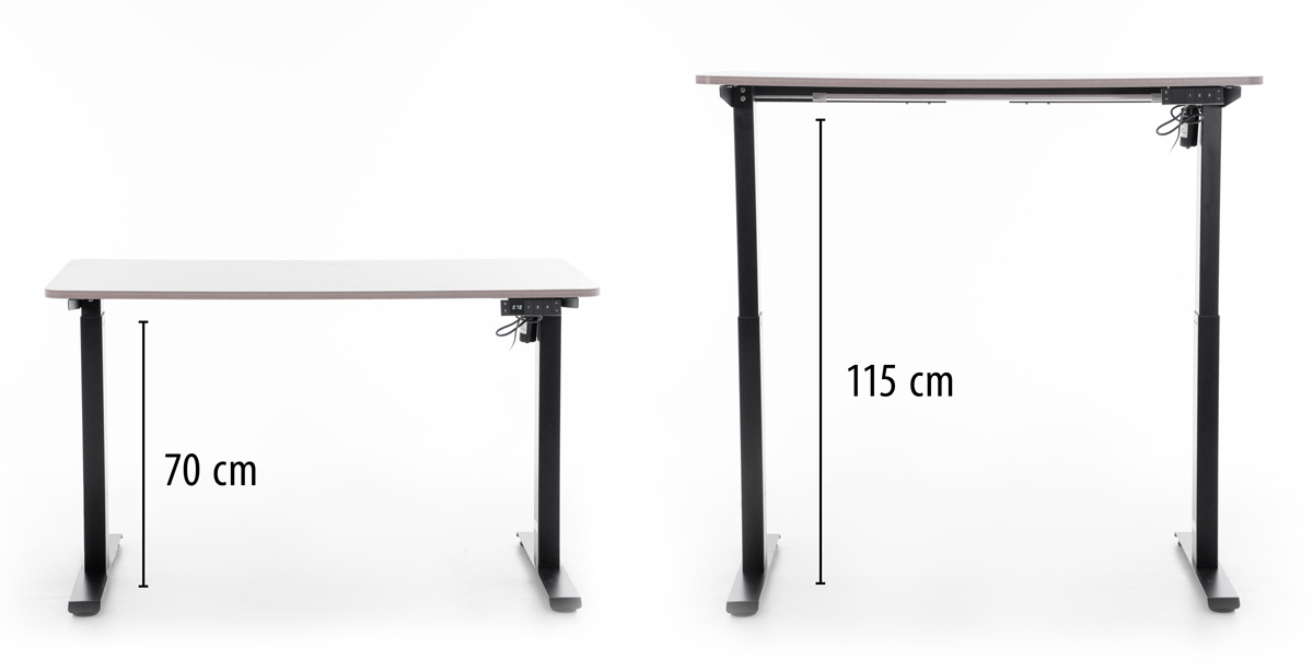 Birou reglabil pe înălțime UNIZDRAV 120x60 cm, gri