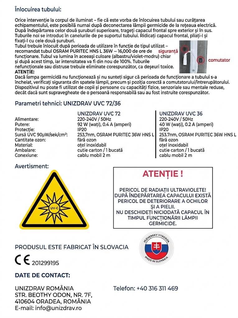 Lampă germicidă UNIZDRAV