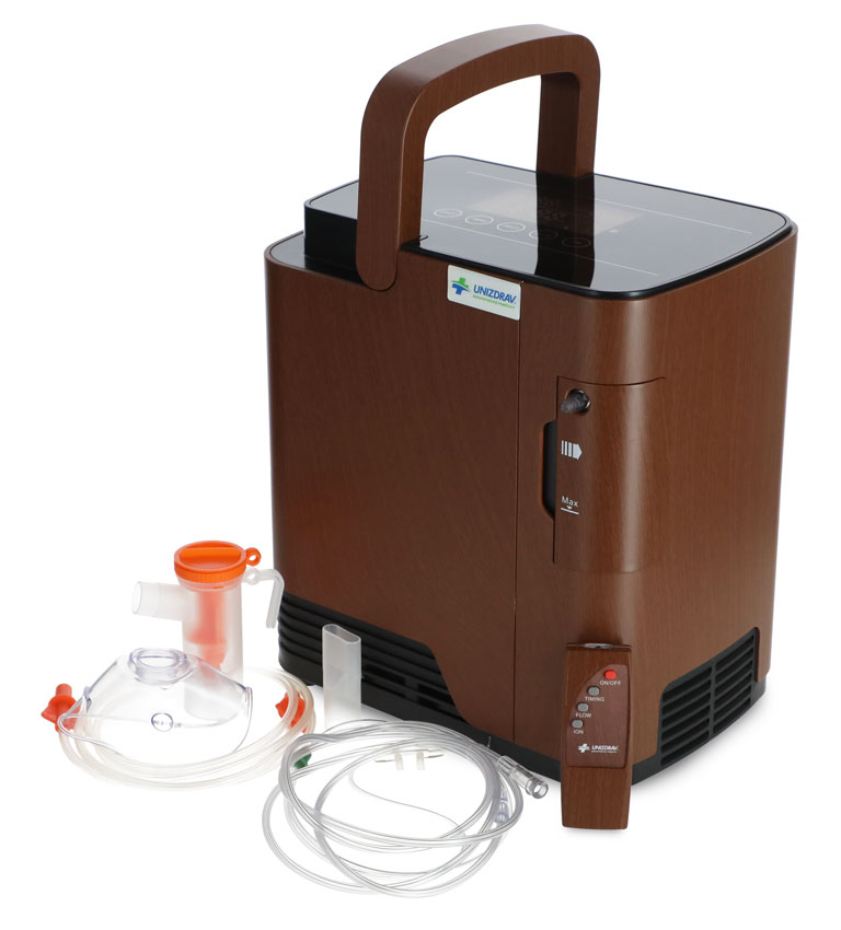 Concentrator de oxigen cu ieșire vocală UNIZDRAV, 7 l/min, imitație de lemn