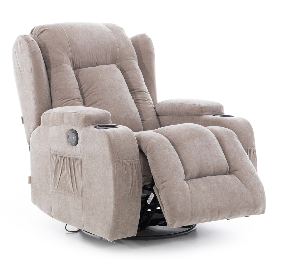 Fotoliu relaxant rabatabil, material textil bej închis