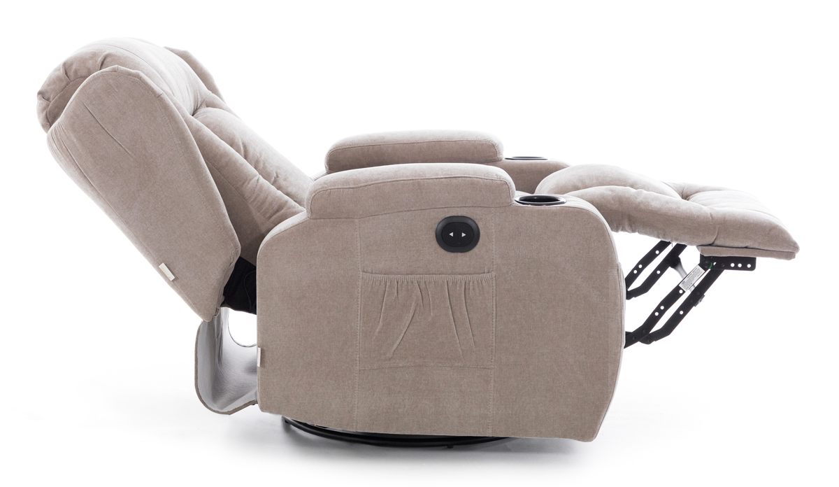 Fotoliu relaxant rabatabil, material textil bej închis