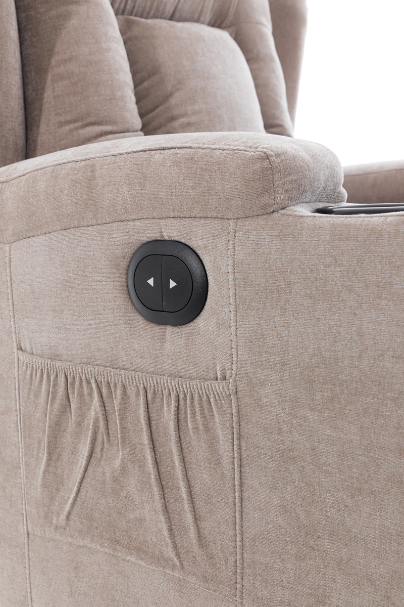 Fotoliu relaxant rabatabil, material textil bej închis