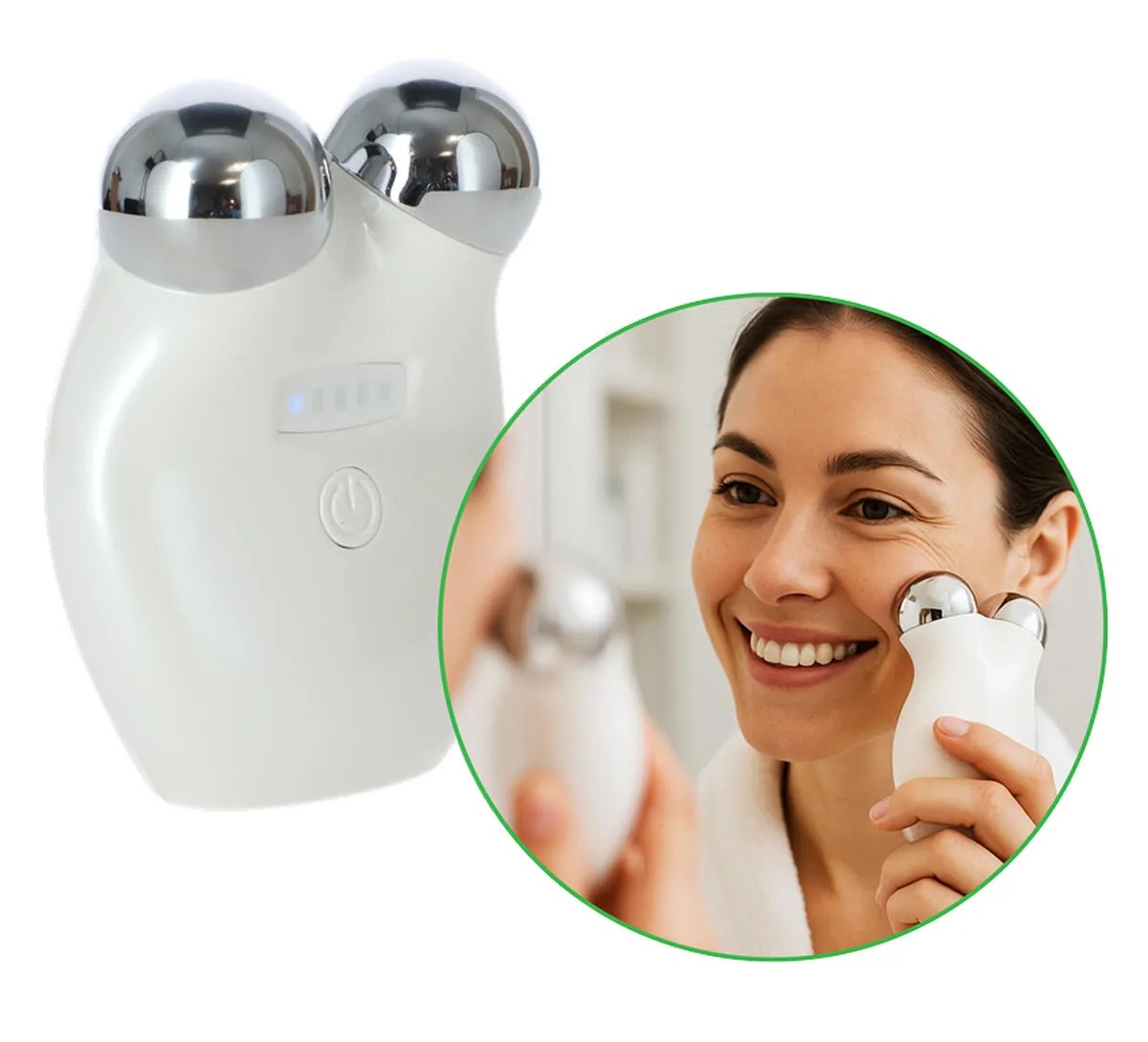 Aparat de masaj facial cu EMS.