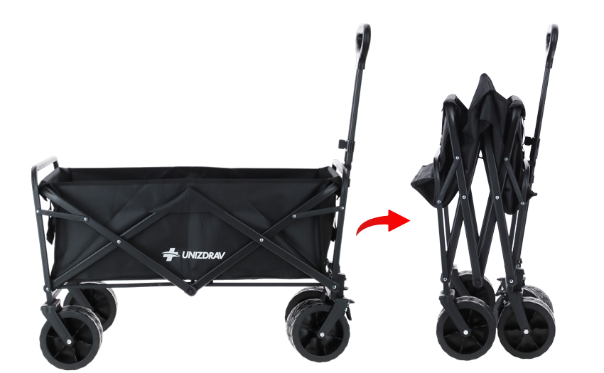 Carucior de transport pliabil UNIZDRAV  cu o capacitate de încărcare suplimentară de până la 150 kg