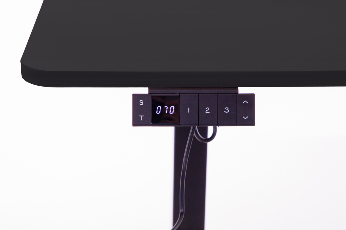 Birou reglabil pe înălțime UNIZDRAV 160x110 cm, neagru - colț dreapta