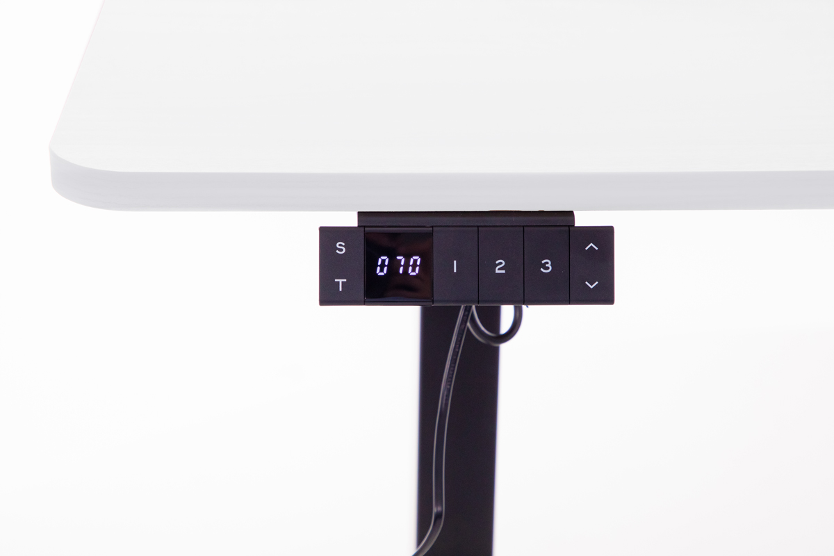 Birou reglabil pe înălțime UNIZDRAV 160x110 cm, alb - colț dreapta