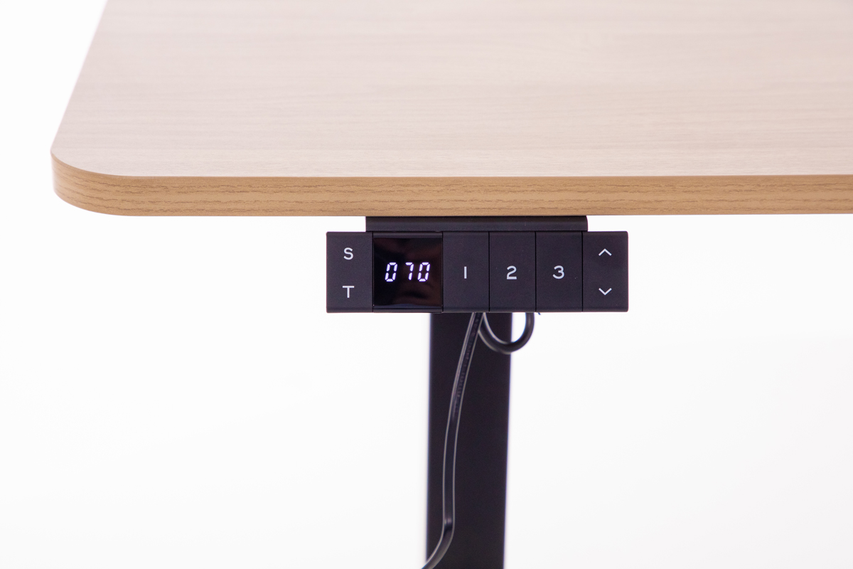 Birou reglabil pe înălțime UNIZDRAV 160x110 cm, stejar maro - colț dreapta