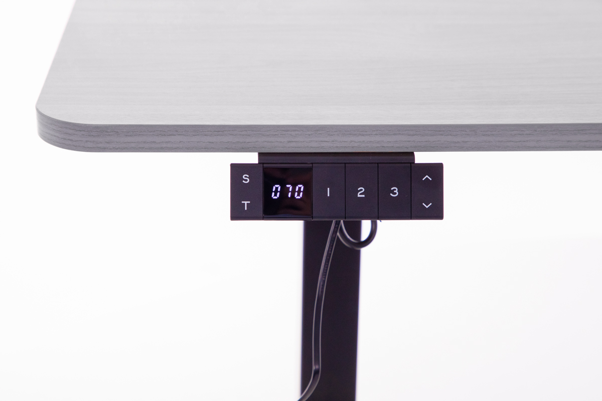 Birou reglabil pe înălțime UNIZDRAV 160x110 cm, gri - colț dreapta