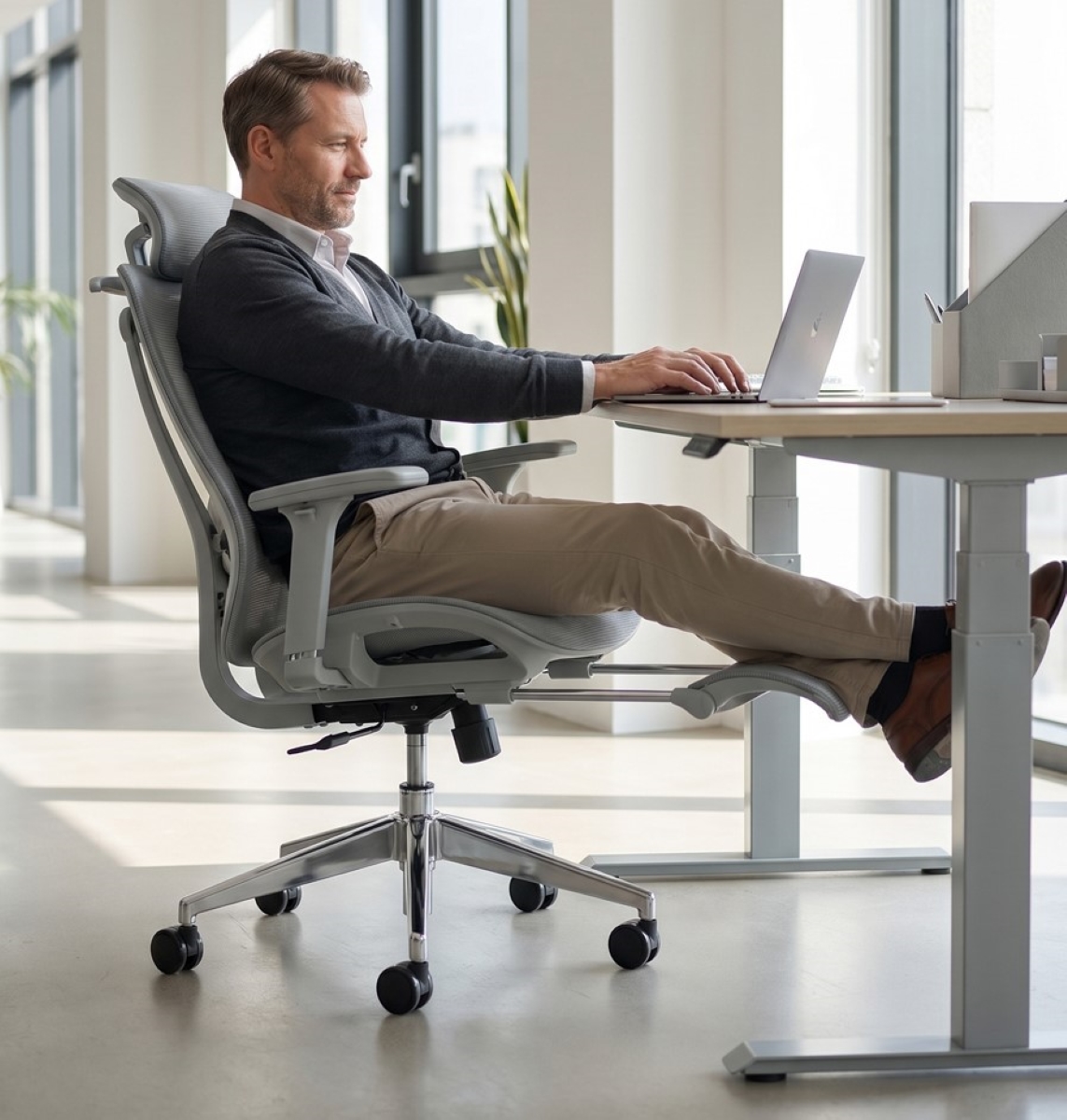 Scaun de birou ergonomic cu suport pentru picioare UNIZDRAV
