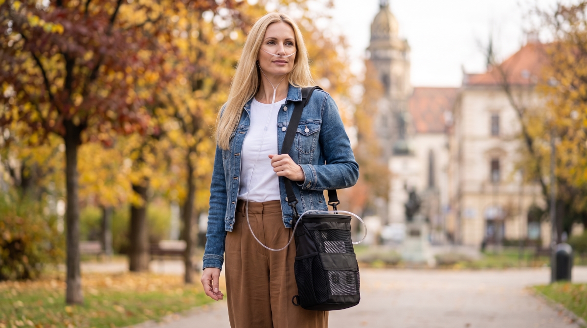 Concentrator de oxigen portabil Venus 6 cu baterie încorporată și externă