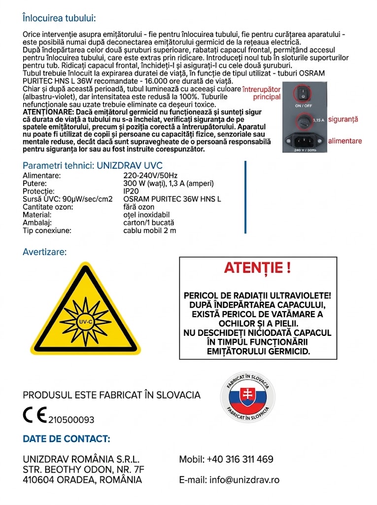Lampă germicidă UNIZDRAV PRO 350W închisă