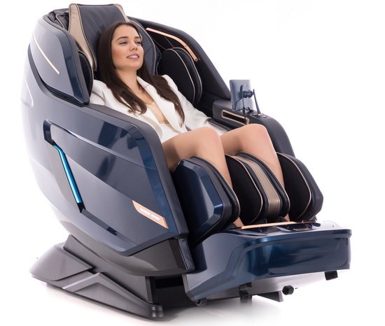 Fotoliu electric de masaj LUX 4D MASSAGER, albastru/auriu