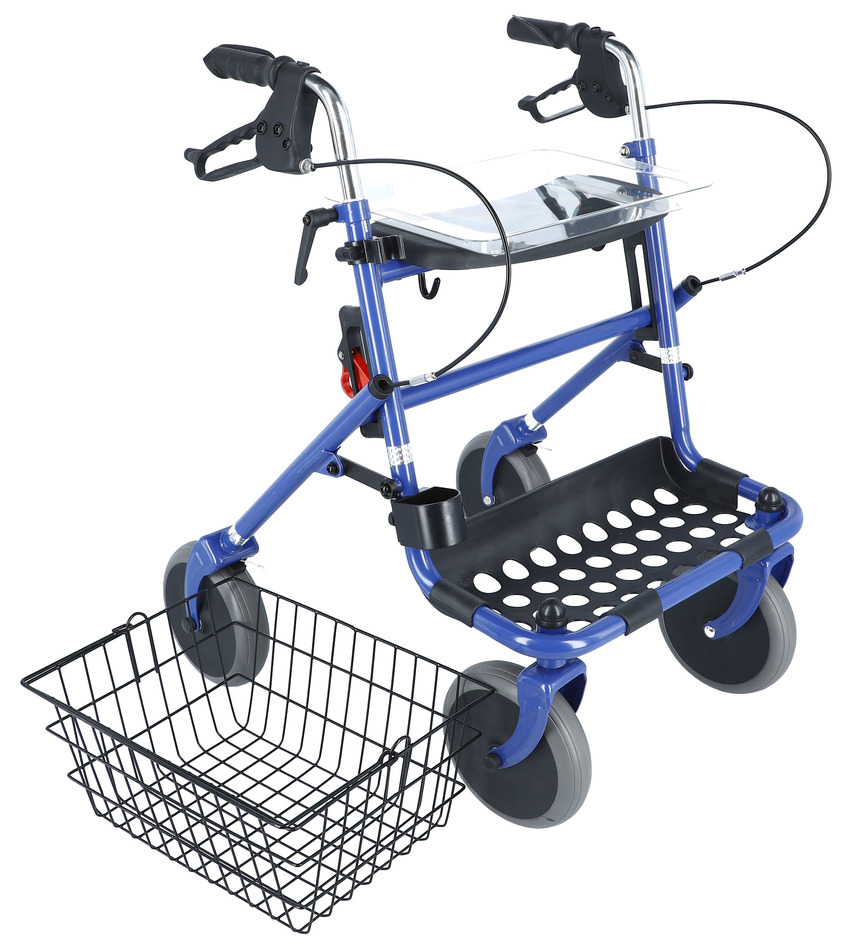 Rolator cu 4 roți cu șezut și coș