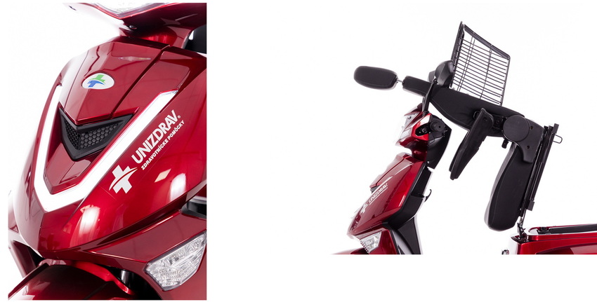Scuter electric cu trei roți CHAMPION pentru seniori și persoane invalide - motor puternic de 1000 W, roșu