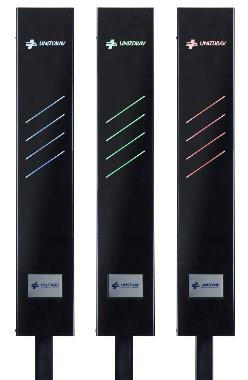 Lampă germicid UNIZDRAV cu display închis mobil - versiune neagră MARGINE UȘOR RUPTĂ PE LAMPĂ ȘI PE SUPORT