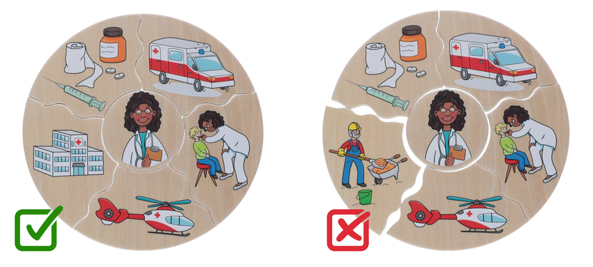 Joc și puzzle 2 în 1 Humanico Professions - Beleduc
