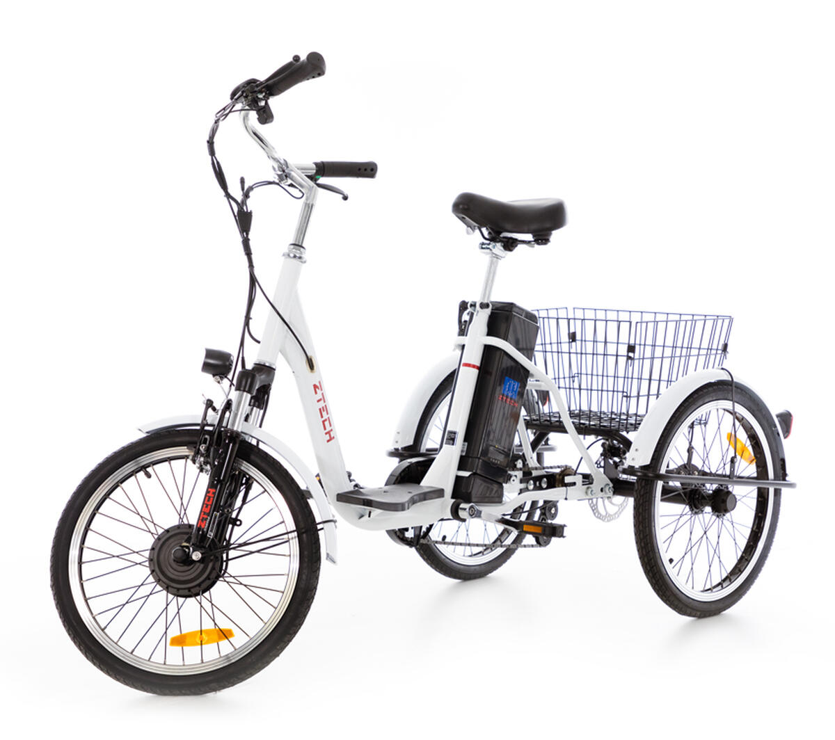Bicicletă electrică cu trei roți Tornádo ZTECH, albă | UNIZDRAV