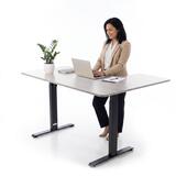 Birou reglabil pe înălțime UNIZDRAV 160x110 cm, gri - colț stâng