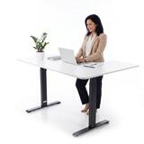 Birou reglabil pe înălțime UNIZDRAV 160x110 cm, alb - colț stâng