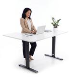 Birou reglabil pe înălțime UNIZDRAV 160x110 cm, alb - colț dreapta