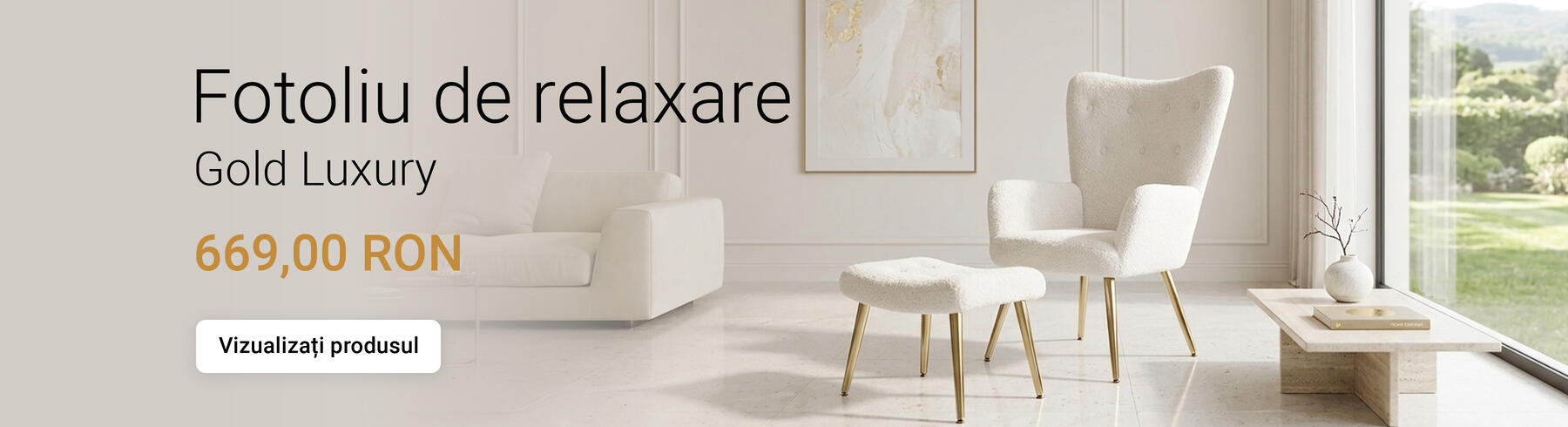 Fotoliu de relaxare cu taburet