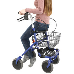 Rolator cu 4 roți cu șezut și coș