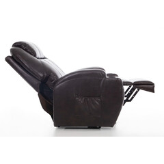 Fotoliu rabatabil de masaj cu piele ecologică, pliabil, maro închis