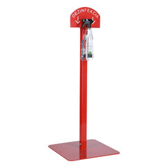 Stand roșu pentru dezinfectarea mâinilor cu dezinfectant DEZIMAX, 500 ml