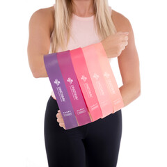 Bandă elastică fitness roz, set de 5 buc