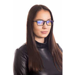 Ochelari UNIZDRAV anti-lumină albastră roz-negru + husă, geantă și set de testare