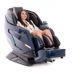 Scaun de masaj electric LUX 4D MASSAGER, albastru-auriu (Produs resigilat)