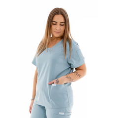 Bluză medicală damă Unidress Basic, albastru patel