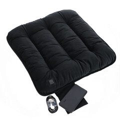 Pernă de scaun portabilă cu încălzire, neagră