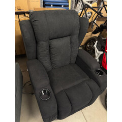Fotoliu de relaxare rabatabil, material negru (Piesă neambalată)