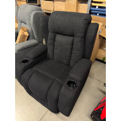 Fotoliu de relaxare rabatabil, material negru (Piesă neambalată)