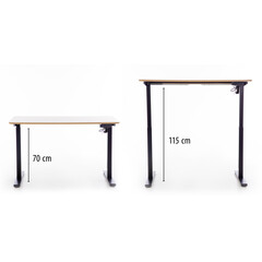 Birou reglabil pe înălțime UNIZDRAV 120x60 cm, stejar maro