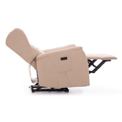 Fotoliu relaxant COMFORT cu funcție de masaj și încălzire, material textil bej (Produs folosit)