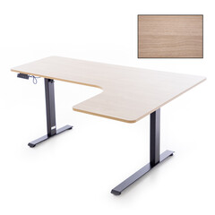 Birou reglabil pe înălțime UNIZDRAV 160x110 cm, stejar maro - colț dreapta