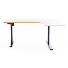 Birou reglabil pe înălțime UNIZDRAV 160x110 cm, stejar maro - colț dreapta