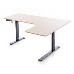 Birou reglabil pe înălțime UNIZDRAV 160x110 cm, stejar maro - colț dreapta