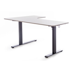 Birou reglabil pe înălțime UNIZDRAV 160x110 cm, gri - colț dreapta
