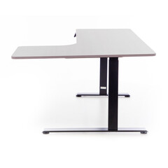 Birou reglabil pe înălțime UNIZDRAV 160x110 cm, gri - colț dreapta