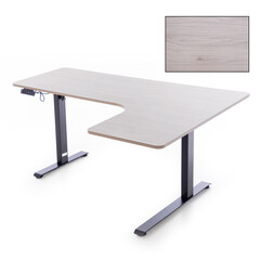 Birou reglabil pe înălțime UNIZDRAV 160x110 cm, gri - colț dreapta