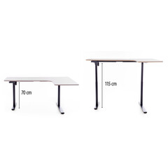 Birou reglabil pe înălțime UNIZDRAV 160x110 cm, gri - colț dreapta