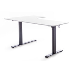 Birou reglabil pe înălțime UNIZDRAV 160x110 cm, alb - colț dreapta