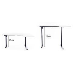 Birou reglabil pe înălțime UNIZDRAV 160x110 cm, alb - colț dreapta