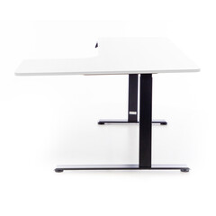 Birou reglabil pe înălțime UNIZDRAV 160x110 cm, alb - colț dreapta